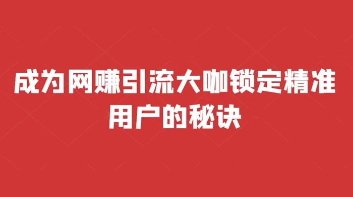 成为网赚引流大咖锁定精准用户的秘诀